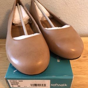 New SoftWalk Sonoma tan ballet flat, 8 extra wide